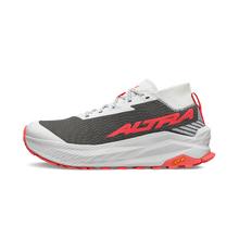 Altra Men's Olympus 275 cushioned hiking shoe shown in white coral with grayish upper and coral colored sole on a white background