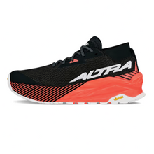 Altra Women's Olympus 275 Cushioned Trail Hiking Shoe in Black with a bright coral sole