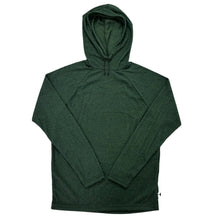 Farpointe TechnoWool Cruiser Hoodie in 60gsm fabric in dark green with a black drawstring in the hood shown against a white backbground.