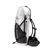 Hyperlite Mountain Gear's Ultralight backpack side view. Solid rip-stop side pockets with side compression straps.