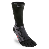Injinji Ultra Run Black and gray five-toe sock on a white background
