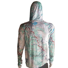 John MuirTrail Map Sun Hoodie rear view on a white background