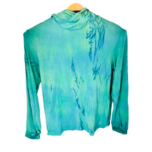 Kelly Green Tie Dye Bamboo Sun Hoodie with thumbholes on a white background