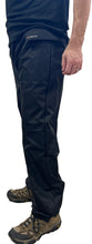 LightHeart Gear black rain pants showing a pocket at the the top