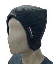 LightHeart Gear Microgrid Fleece Beanie in Black on a man's head with a white background