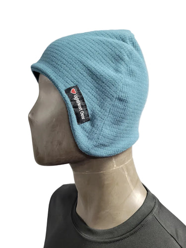 LightHeart Gear Microgrid Fleece Beanie in Moroccan Blue on a man's head with a white background