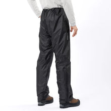 Back view of Montbell Men's Ultralight Black DryTec Rain Pants on a white background