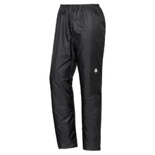 Front view of Montbell Men's Ultralight Black DryTec Rain Pants on a white background