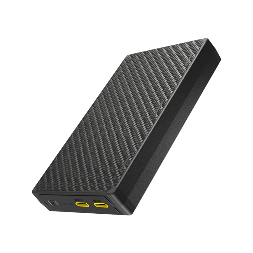 Nitecore 20000mAh Carbon Fiber Battery Bank showing two USB-C ports