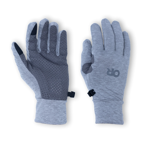 Outdoor Research ActiveIce Chroma Sun Glove full fingered super lightweight glove with a breathable  palm smart touch finger and thumb on a white background