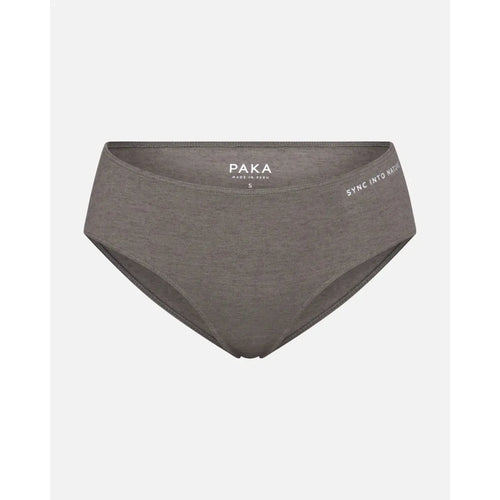 Paka Alpaca Wool women's briefs underwear in dark gray brown on white background