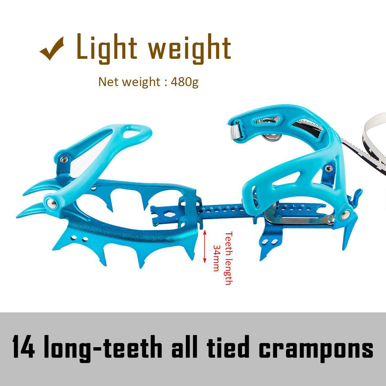 BRS-S3 Ultralight 14 Teeth Aluminium Alloy Bundled Crampons Ice Gripper  Outdoor Ice Climbing Kits Crampons for Footwear