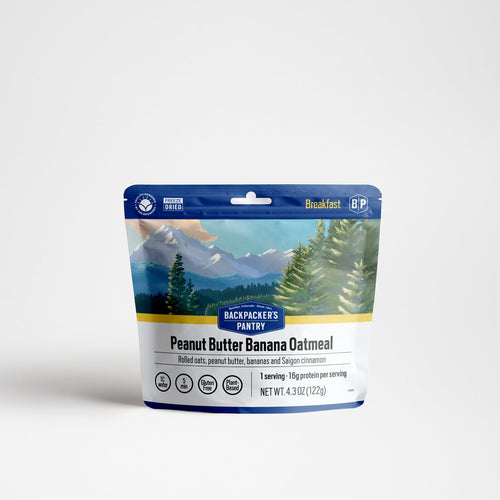 Backpacker's Pantry Peanut Butter Banana Oatmeal 1 serving 16 grams protein vegan breakfast