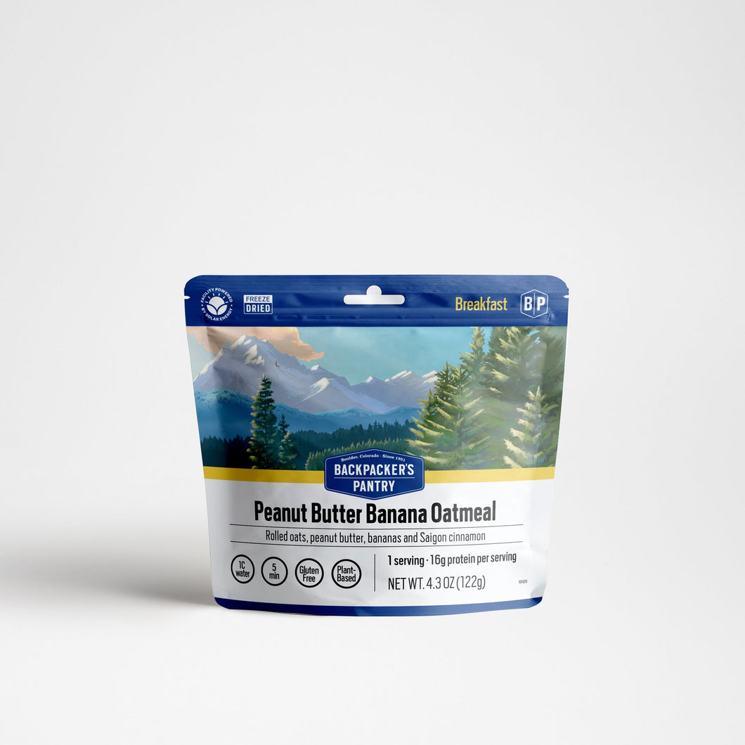 Backpacker's Pantry Peanut Butter Banana Oatmeal 1 serving 16 grams protein vegan breakfast