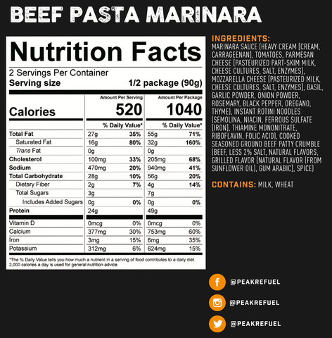 Peak Refuel:  Beef Pasta Marinara
