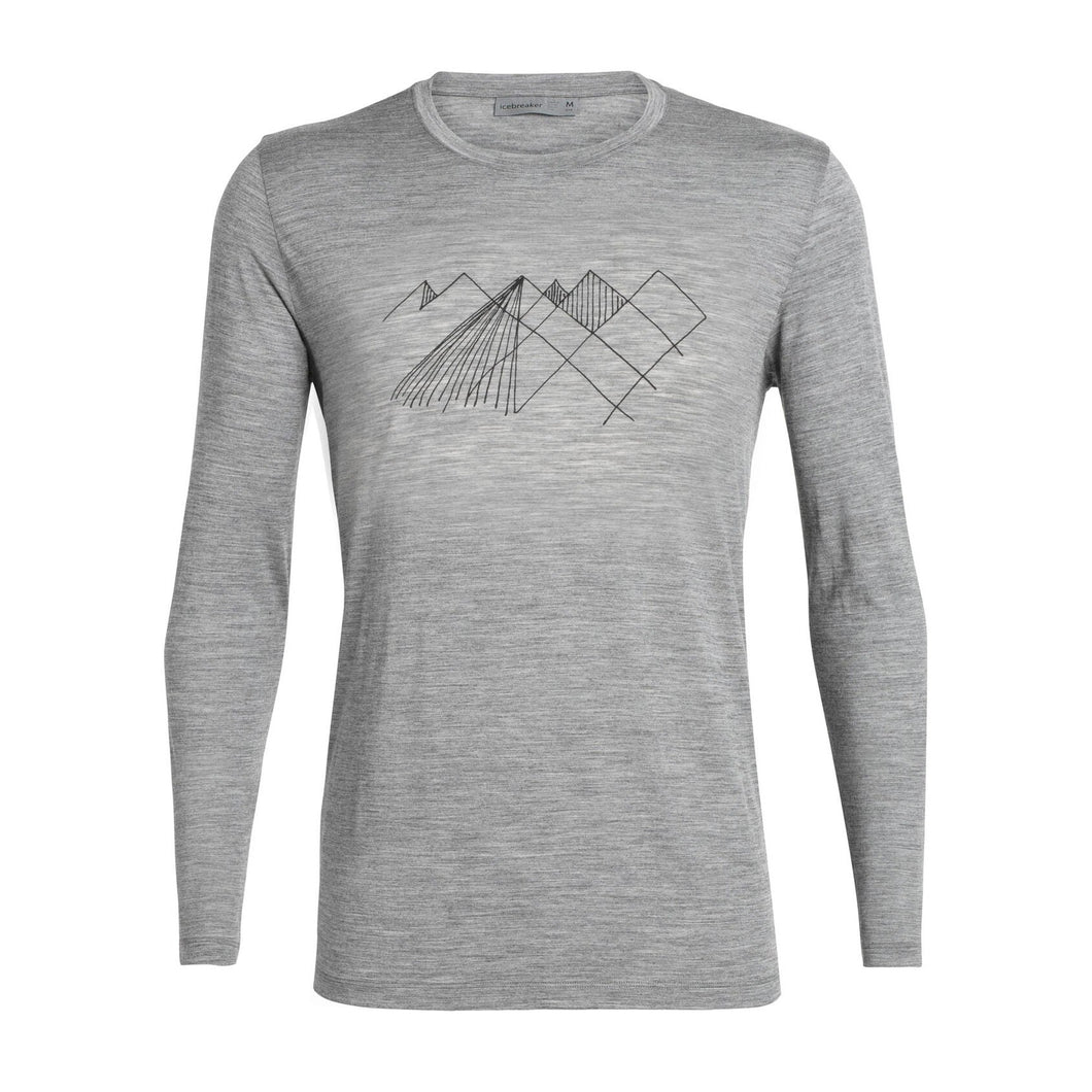 Icebreaker Men's Tech Lite Long Sleeve Crew Geo Mountain - Medium